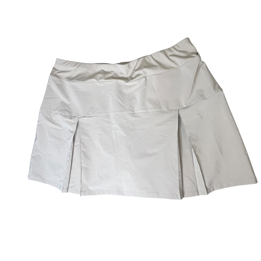 Lands End Pleated Skort Womens XL Khaki Beige Built-in Shorts Tennis Golf Sporty